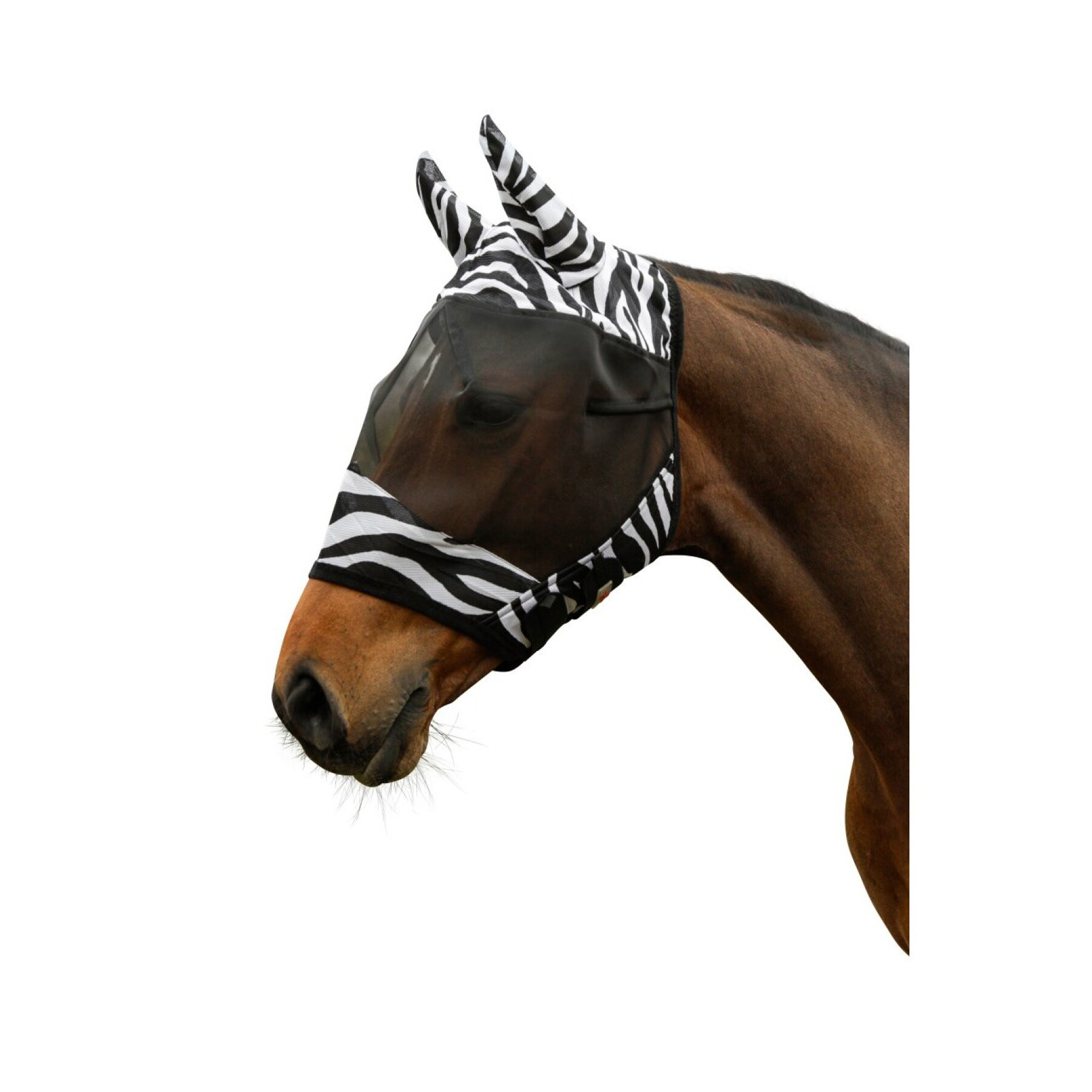 Horse fly mask with ear protection Covalliero Zebra