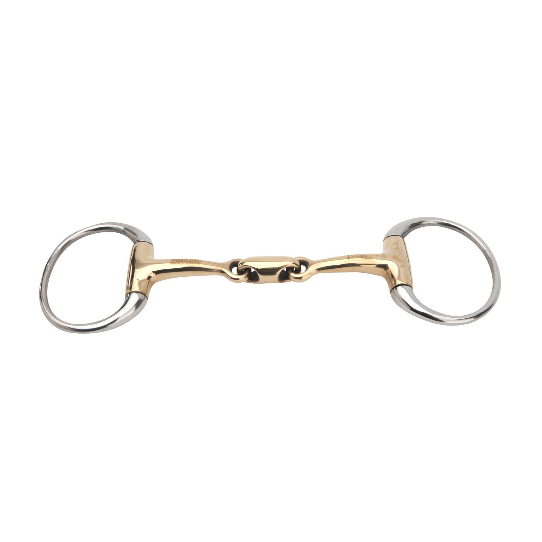 Two-ring snaffle bit with double joint gb Horka