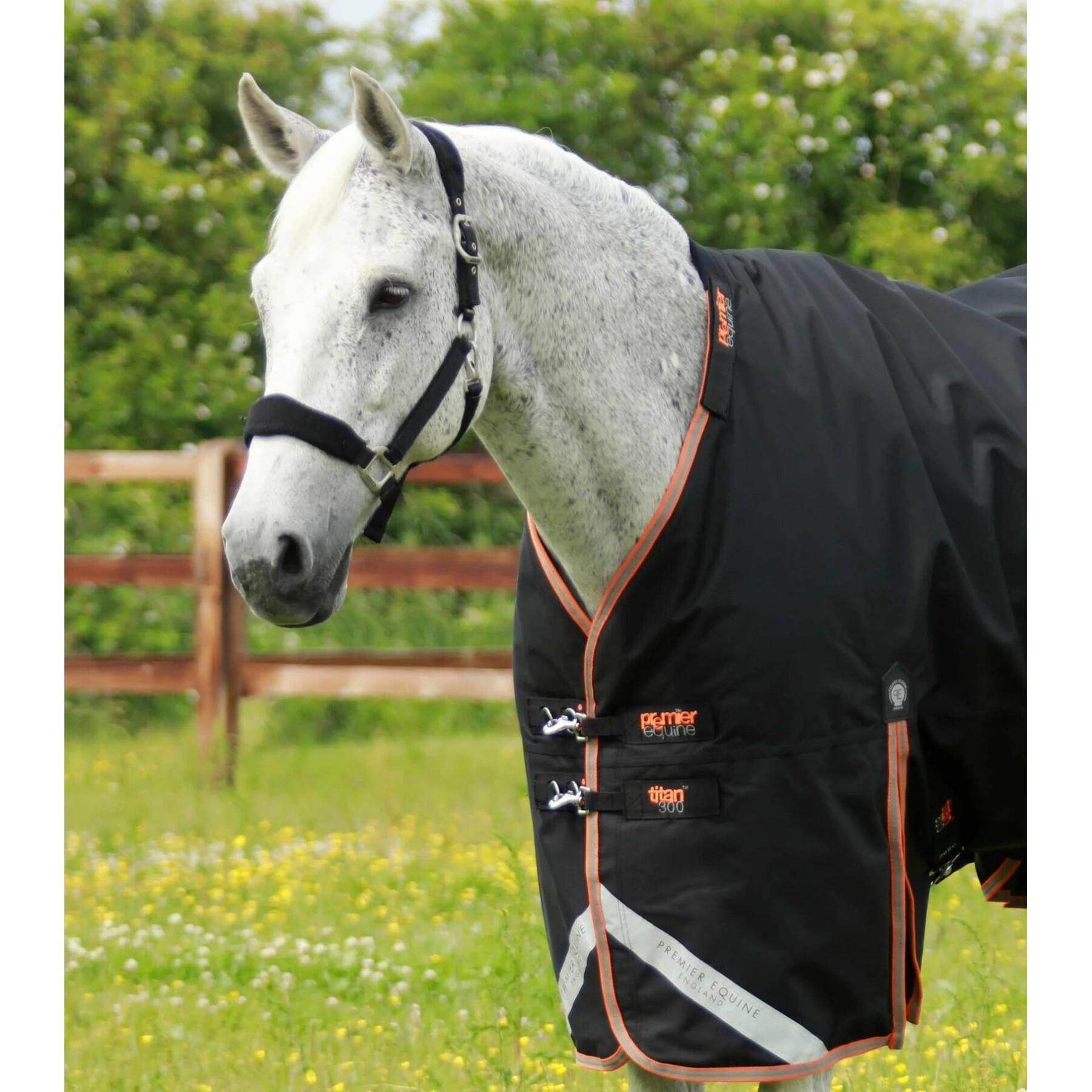 Outdoor horse blanket with neck cover Premier Equine Titan 300 g