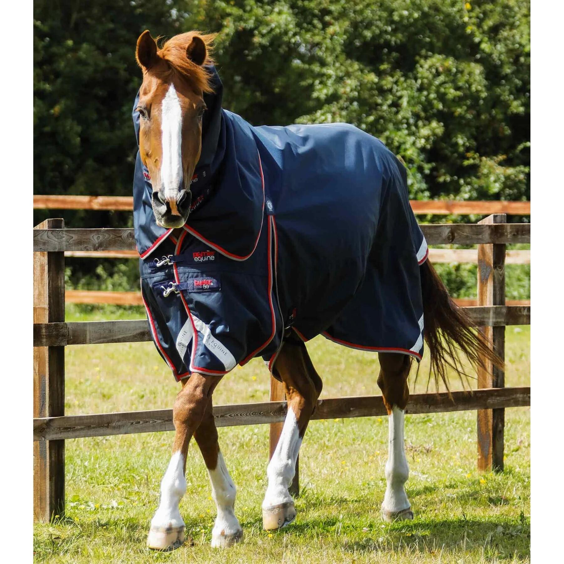Waterproof outdoor horse blanket with neck cover Premier Equine Buster 50 g