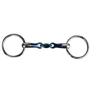 Two-ring snaffle bit with double soft iron joint Horka