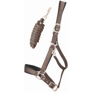 Satin lined horse halter with round lead reins T de T