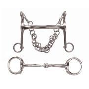 Set of stainless steel mullen mouth weymouth fixed cheek bits for horses Weatherbeeta Korsteel